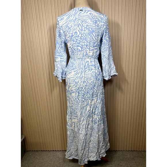 Maaji Blue Maxi Cover-up Kimono Wrap Dress Size S Anthropologie - Picture 5 of 11